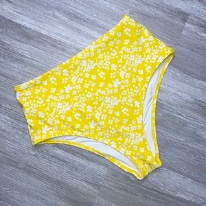 aerie Swim Yellow Floral High Waisted Cheeky Bikini Bottoms